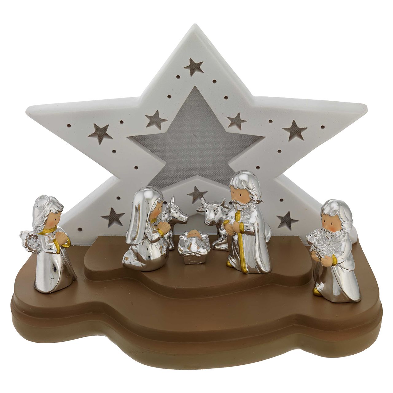 CAPANNA CON LED STELLA GRANDE BIANCO E TORTORA + PRESEPE EUROPEO